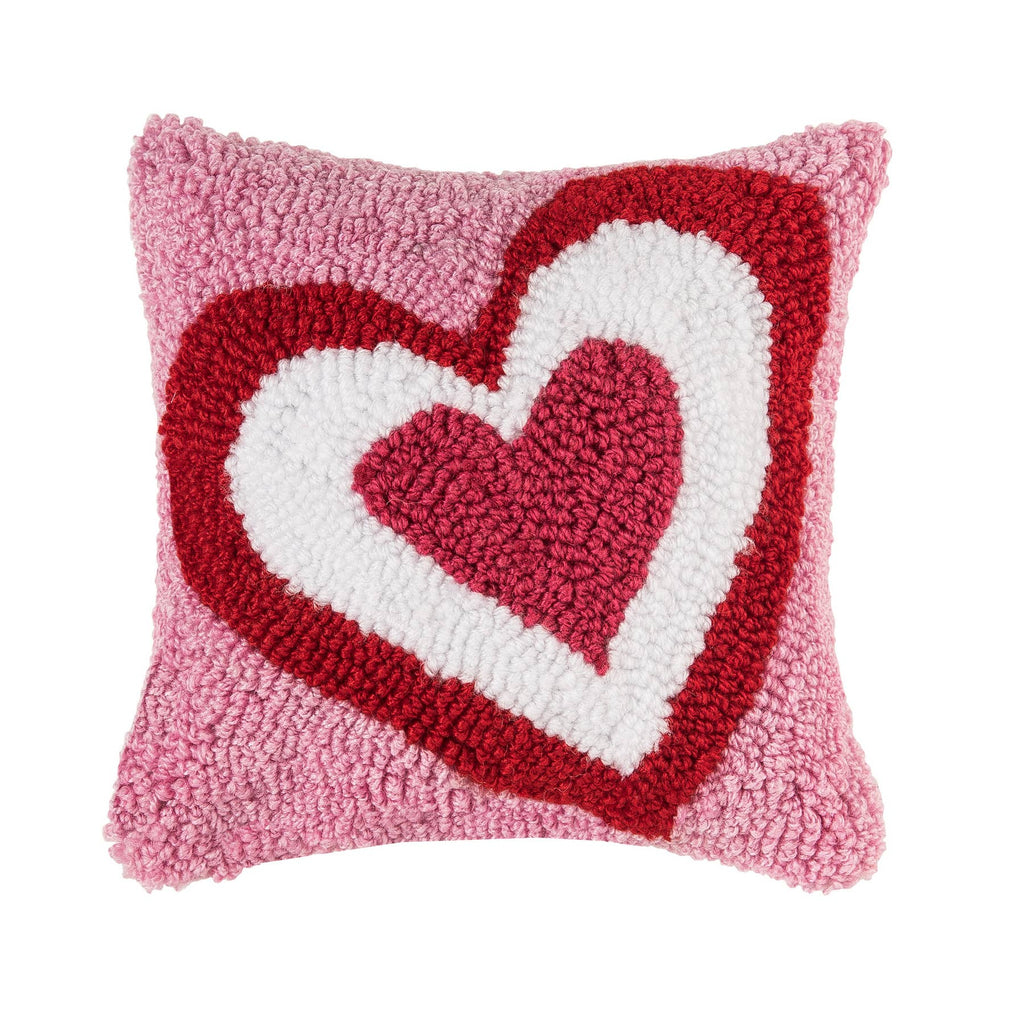 8" x 8" Triple Heart Hooked Pillow