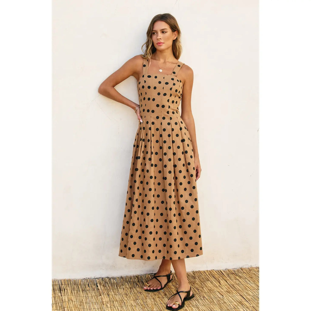 Polka Dot Seam Detail Maxi Dress