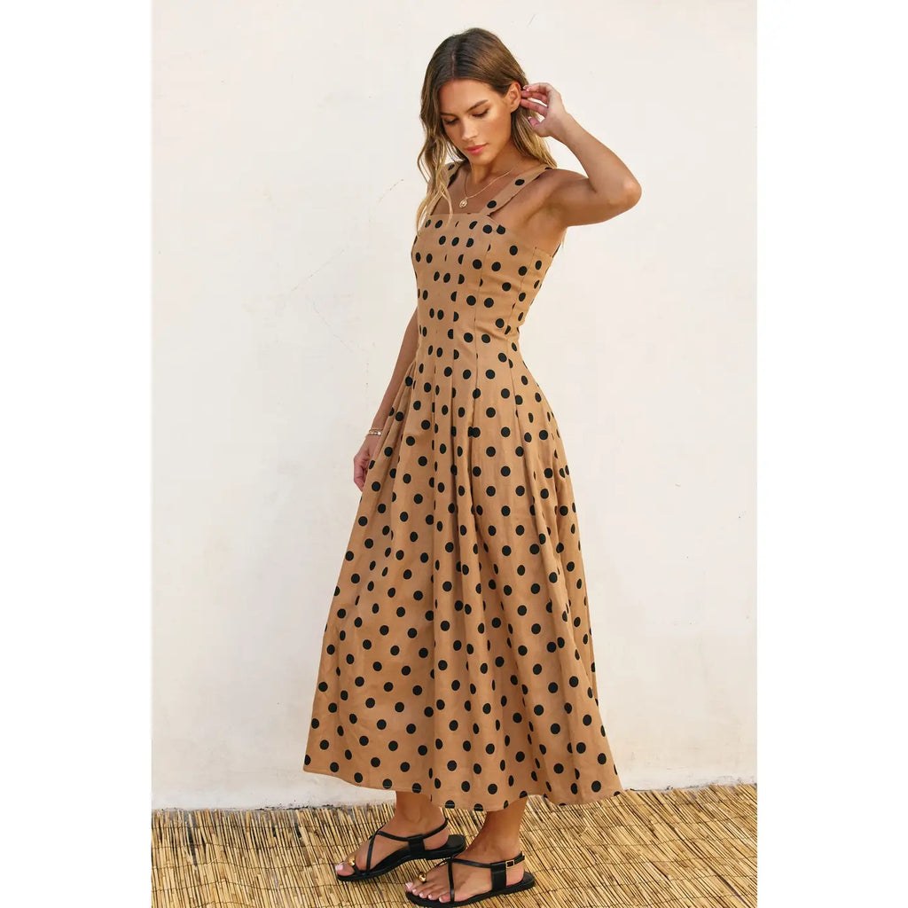 Polka Dot Seam Detail Maxi Dress