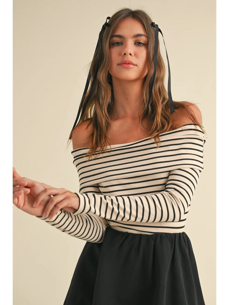 Nicole Striped Off Shoulder Top