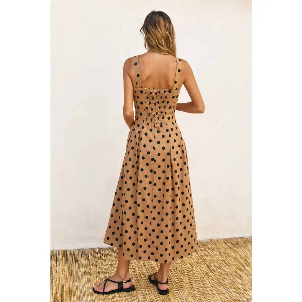 Polka Dot Seam Detail Maxi Dress