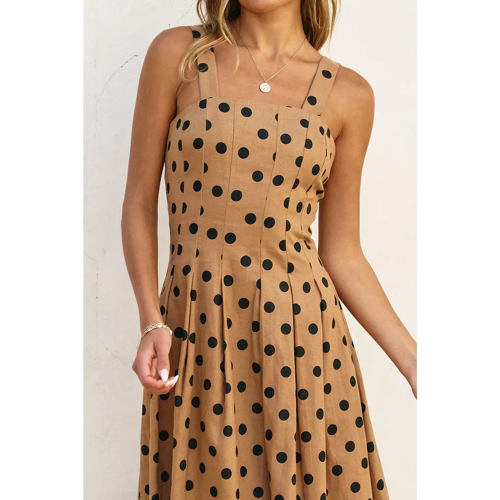 Polka Dot Seam Detail Maxi Dress