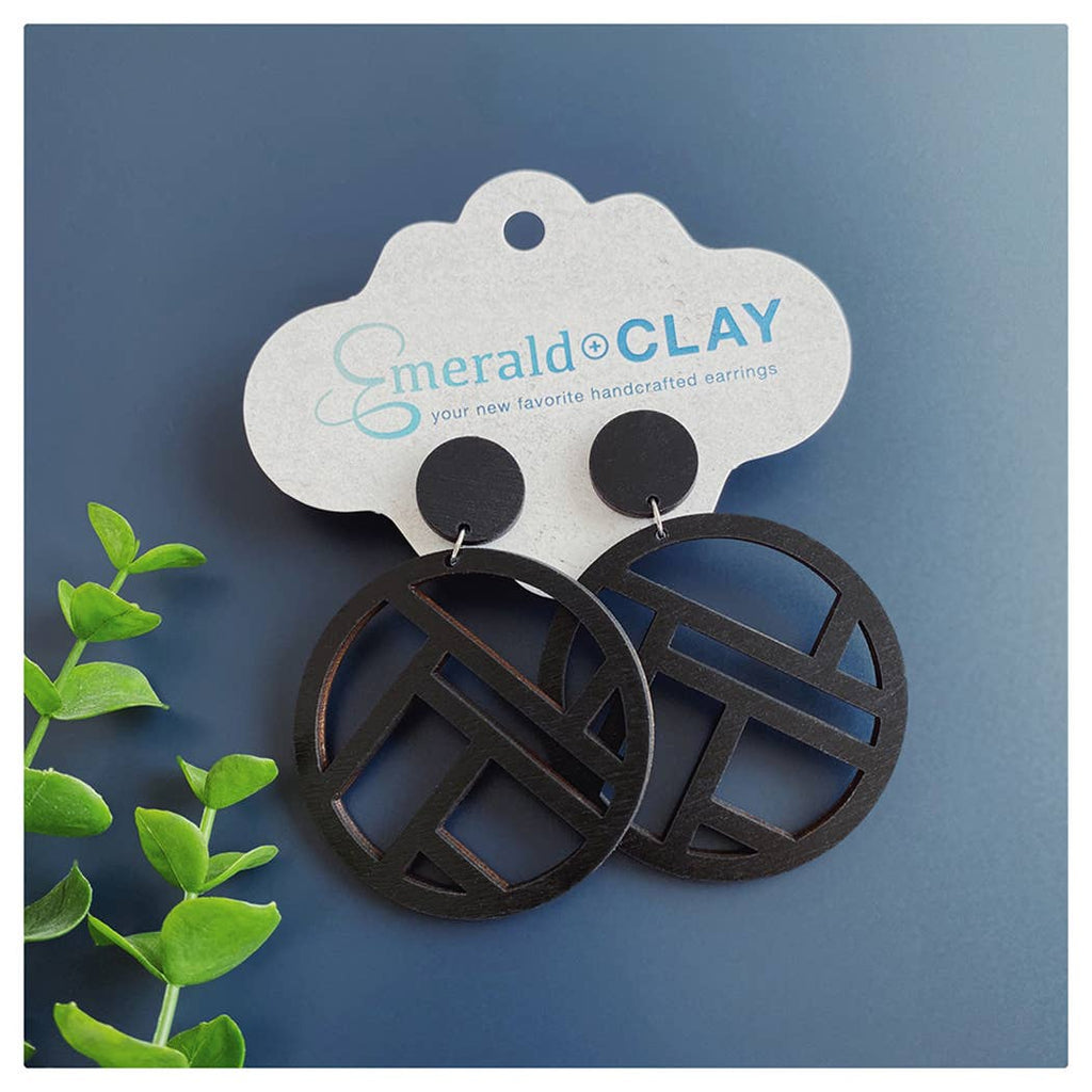 Wood Earrings - Mondrian Circle