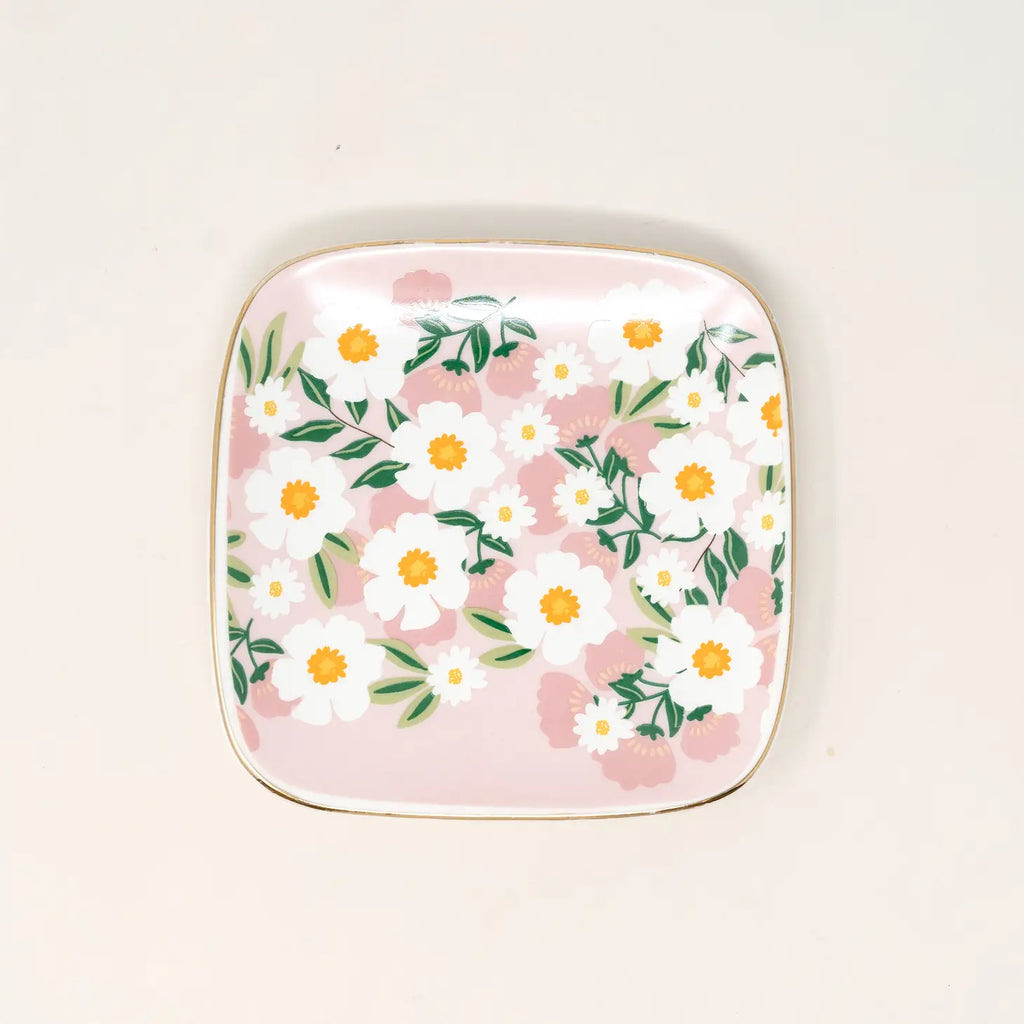 Ceramic Trinket Tray- Flower Talk Pink